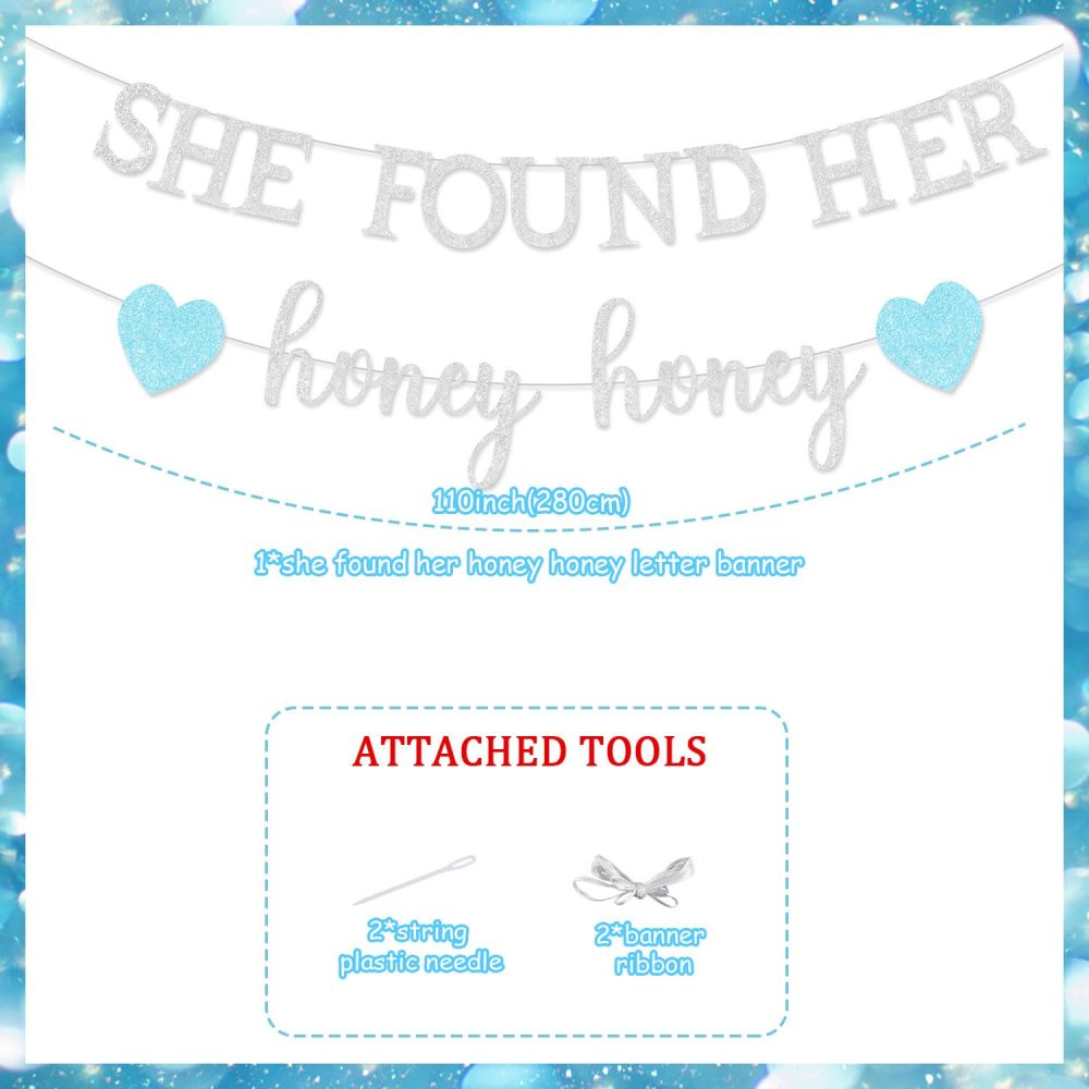 She Found Her Honey Banner, Honey Bridal Shower Decor, Glitter Sliver Bridal Shower Banner for Mamma Mia Bachelorette Party Wedding Engagement Bachelorette Bridal Shower Party Decoration - Image 7