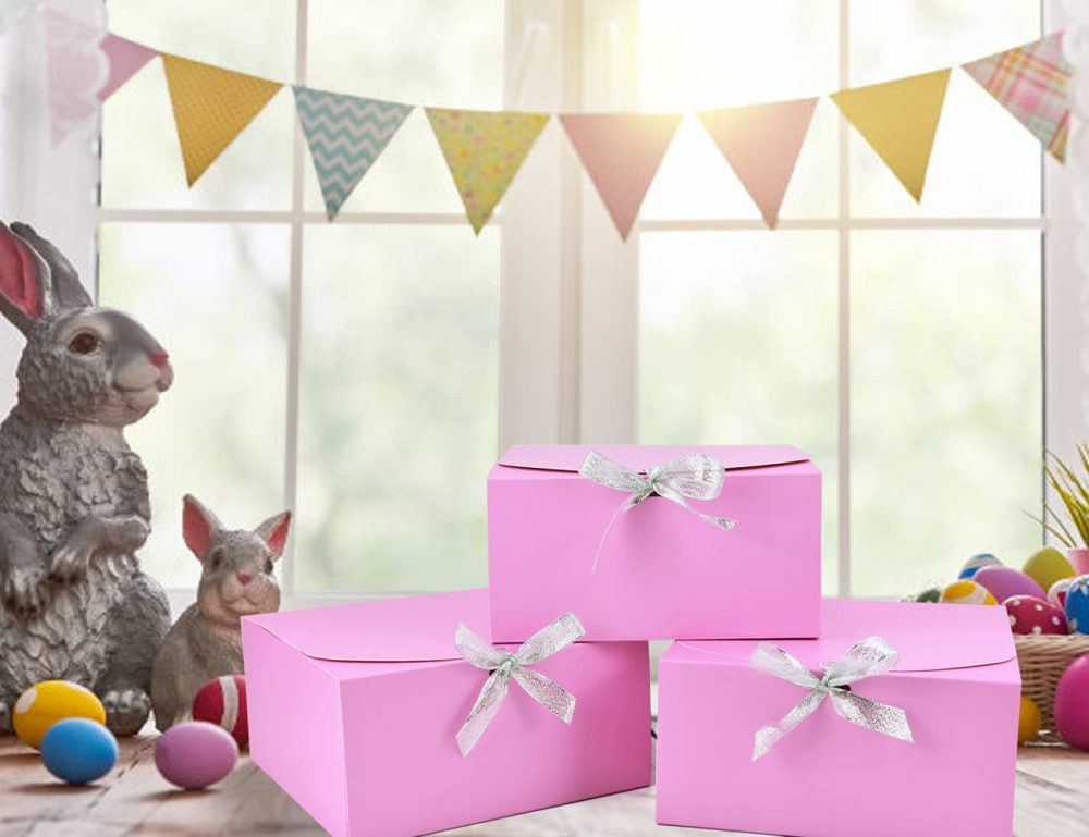 HUAPRINT Gift Boxes with Lids,Pink Gift Boxes 20x20x10cm,Bridesmaid Proposal Box,12 Sets,Kraft Paper Gift Boxes for Wedding,Packaging,Present,Birthday,Cupcake Boxes,Crafting,Valentine's Day - Image 4