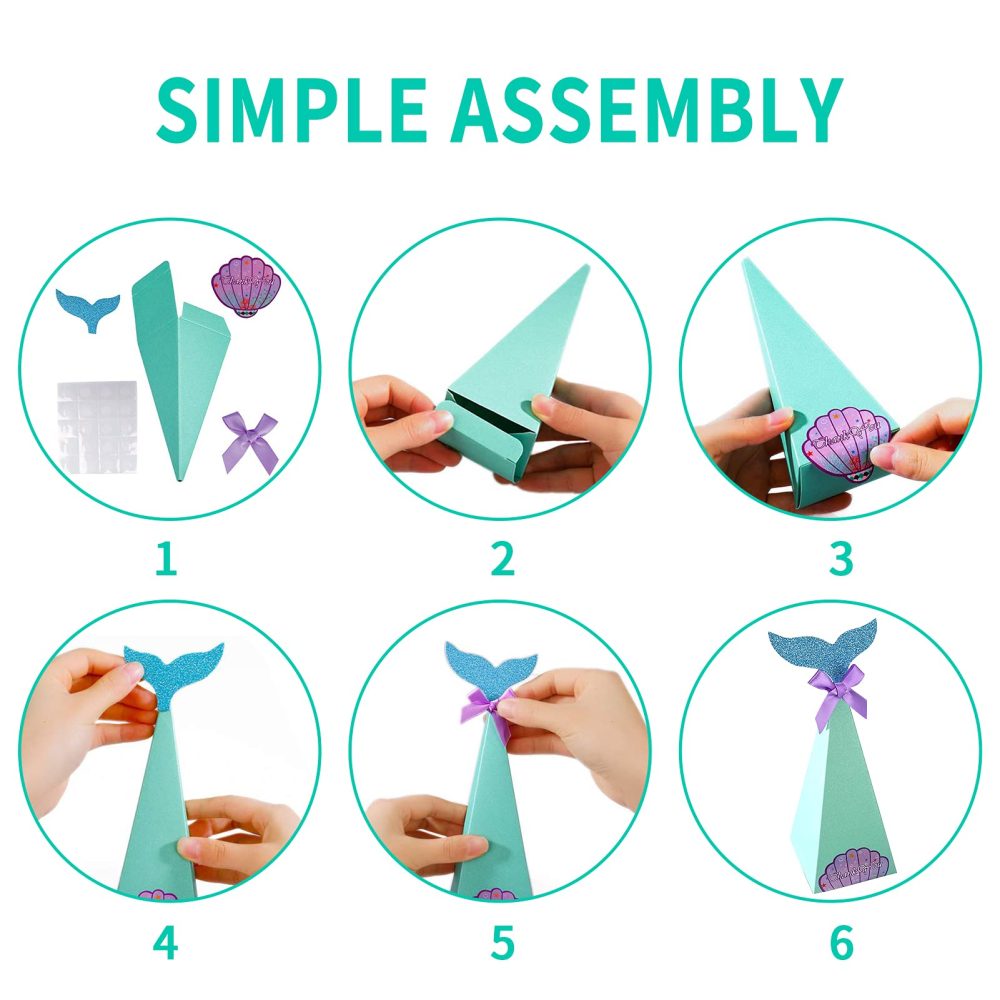 AIBAOBAO 30PCS Mermaid Paper Candy Bags, Wedding Favour Bags, Party Decorations, Party Gift Bags Kids Birthday Decoration, Baby Shower Sweet, Thanksgiving, Christmas Gifts, 2025 Easter, Carnival - Image 3