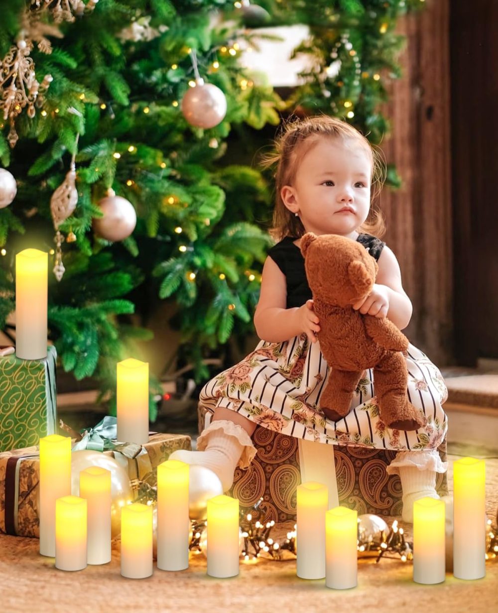 LED flameless Candles, Fireplace Decorations, Battery Candles, 12 Ivory Wax Candles, with Remote Timer (Without Batteries). - Image 6