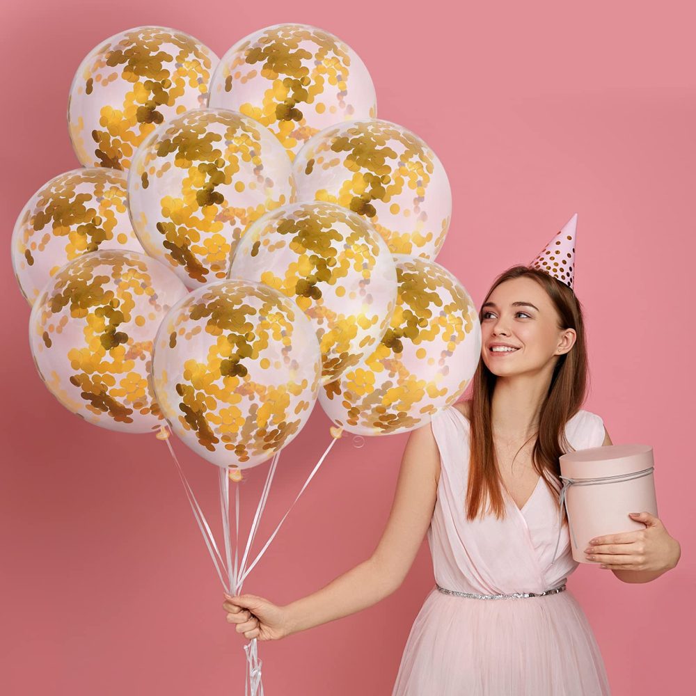 Unisun Confetti Balloons, 20pcs Gold Sequins Balloons Set 12" Inch Latex Party Balloon for Birthday Wedding Baby Shower Anniversary Celebrations Party Decorations - Image 4