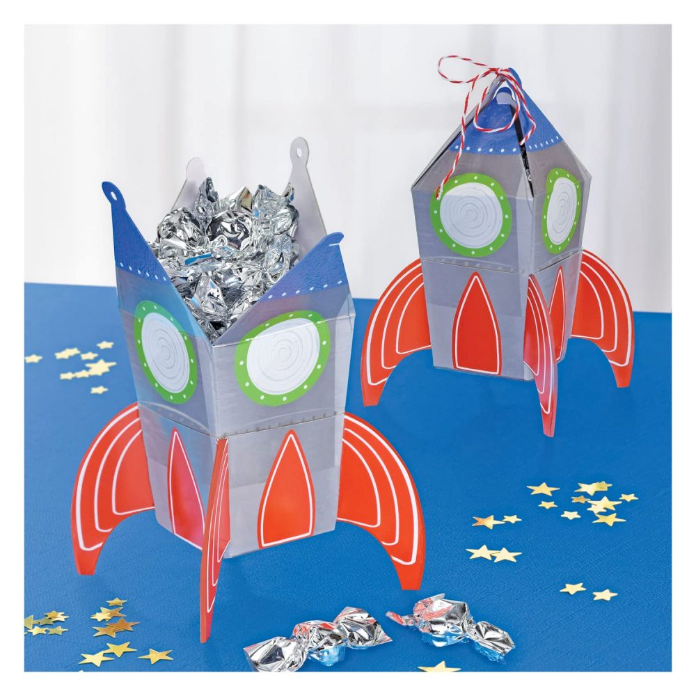 Amscan 3902278 - Blast Off Space Kids Birthday Party Spaceship Favour Boxes - 8 Pack - Image 2
