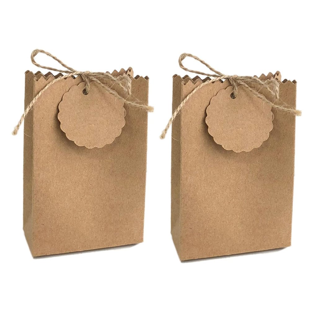 Allbusky 50PCS Kraft Paper Candy Boxes, Sweet Wedding Favour Boxes, DIY Party Gift Bags with Tags, Creative Paper Treat Boxes, Party Gift Packs for Wedding Christmas Birthday Holiday