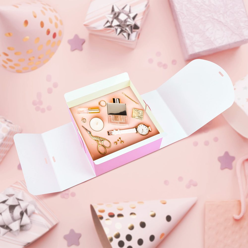HUAPRINT Gift Boxes with Lids,Pink Gift Boxes 20x20x10cm,Bridesmaid Proposal Box,12 Sets,Kraft Paper Gift Boxes for Wedding,Packaging,Present,Birthday,Cupcake Boxes,Crafting,Valentine's Day - Image 8