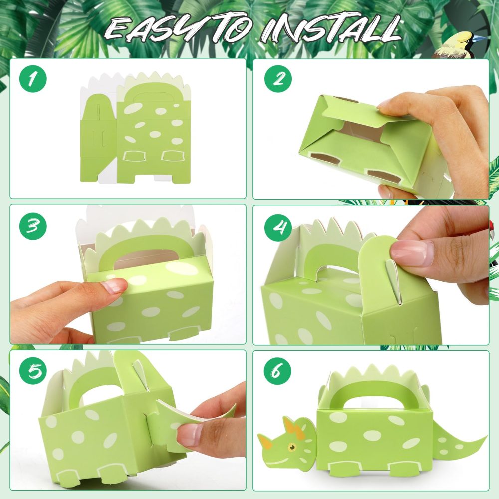 DPKOW 24 Pack Dinosaur Party Favor Boxes, Small Dino Treat Boxes Dinosaur Gift Presents Boxes 3D Dinosaur Shaped Candy Cookie Boxes Bags for Girls Boys Kids Dinosaur Birthday Party Favor Supplies - Image 6