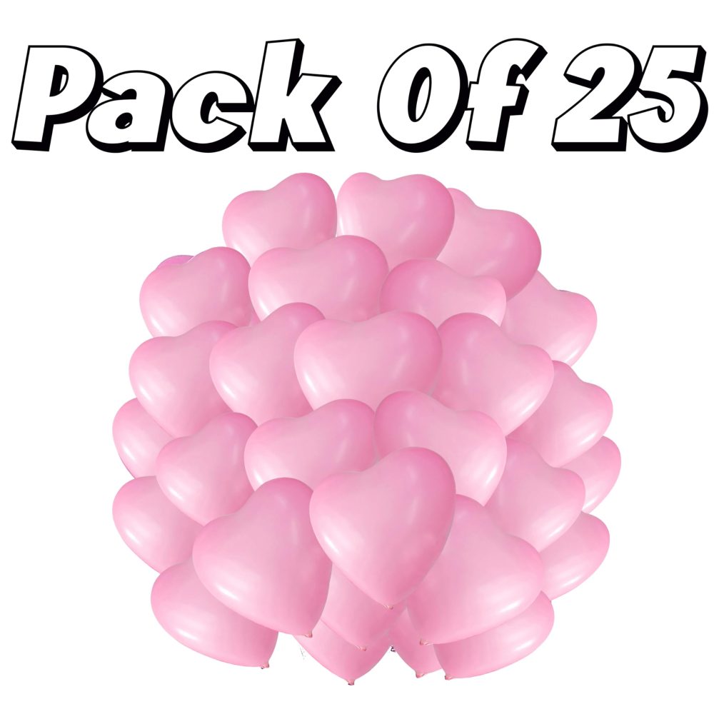 Pink Heart Balloons 12 inch Latex Heart Shaped Balloons Pack Wedding Balloons for Valentines Day Anniversary Bridal Shower Galentines Decorations Pack of 25 - Image 5