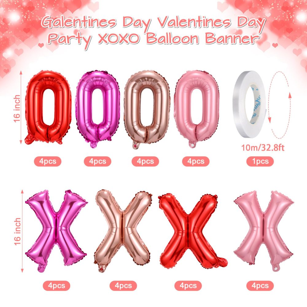 Simgoing 32 Pcs Valentine's Day 16 Inch Xoxo Balloons Valentine Letters Balloons Galentines Day Decorations for Valentine Party Wedding Bridal Showers (Red, Pink, Rose Gold, Rose Red) - Image 7