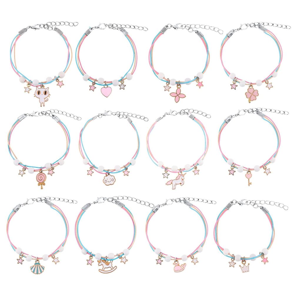 Auidy_6TXD Friendship Bracelets for Girls, 12 pack Adjustable Handmade Braided Bracelets Woven Bracelets Jewellery Party Bag Fillers for Girls Boys Kids Children