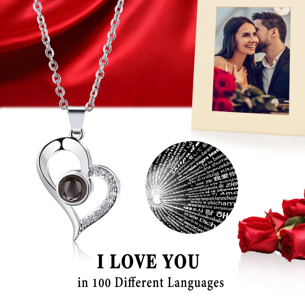 POHOMEGK Valentines Gifts Rose Bear Gifts for her Rose Flower Bear Teddy Bear with Box I Love You Necklace 100 Languages Birthday Gifts Valentines Day Gifts for Women Graduation Gifts - Image 2
