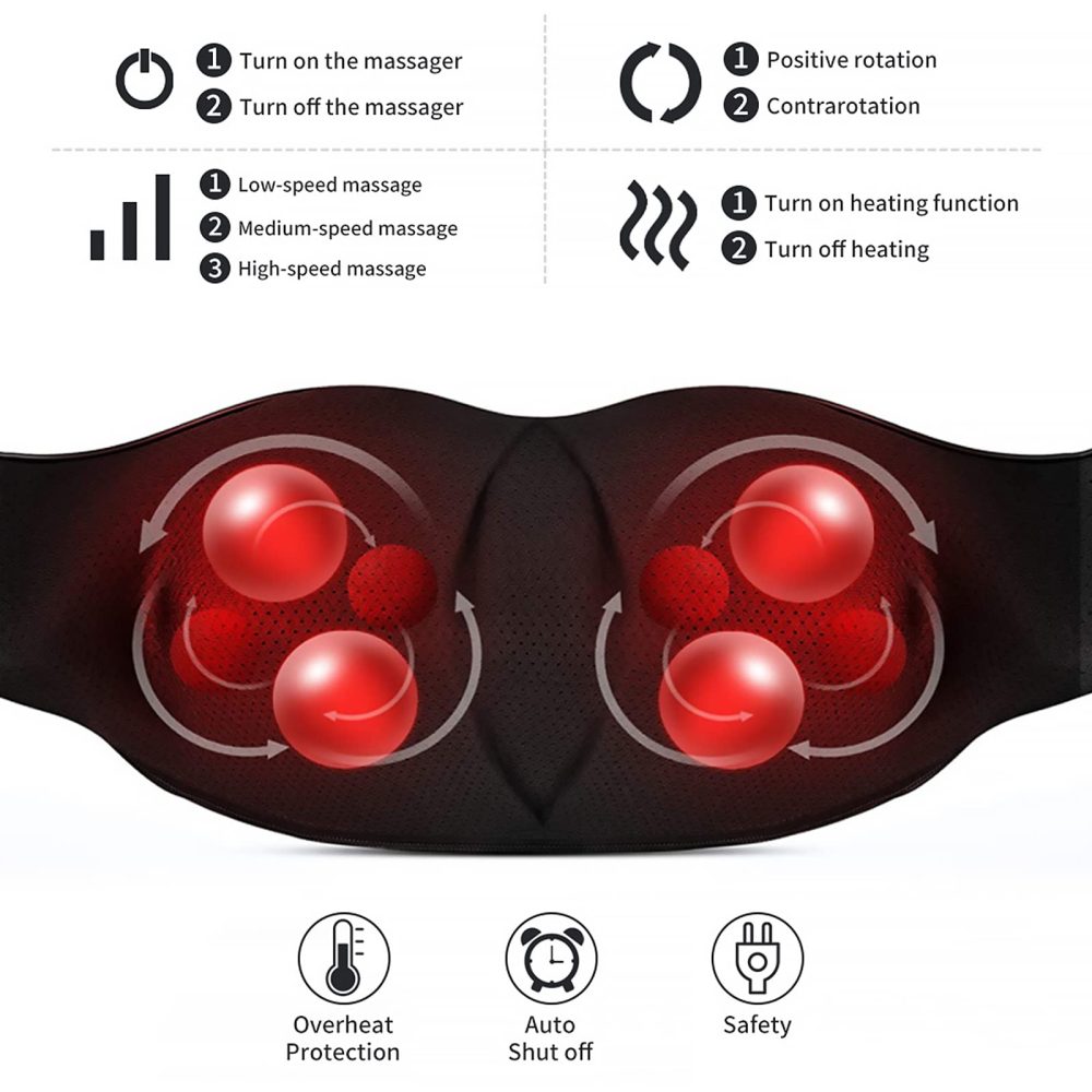 Neck Massager, Deep Tissue 3D Kneading, by iKristin, Portable, with Heat, Shiatsu Massager for Neck, Back, Shoulder, Foot and Leg, at Home and Car, Suitable for Women and Men. - Image 6