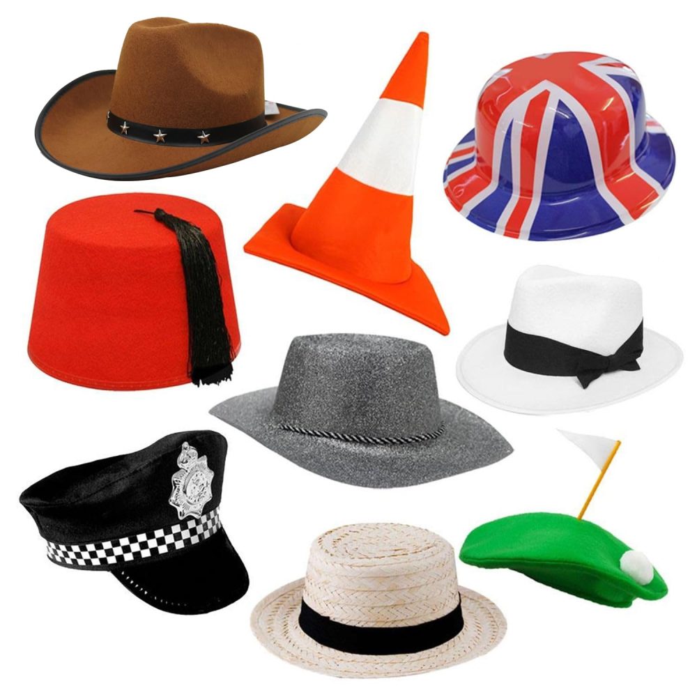 PACK OF 9 PARTY PHOTO BOOTH PROP HATS. NOVELTY FANCY DRESS HEADWEAR. FUNNY HATS FOR BIRTHDAYS, GRADUATIONS, WEDDINGS, & PARTIES. SIZE: PACK OF 9 - Image 3