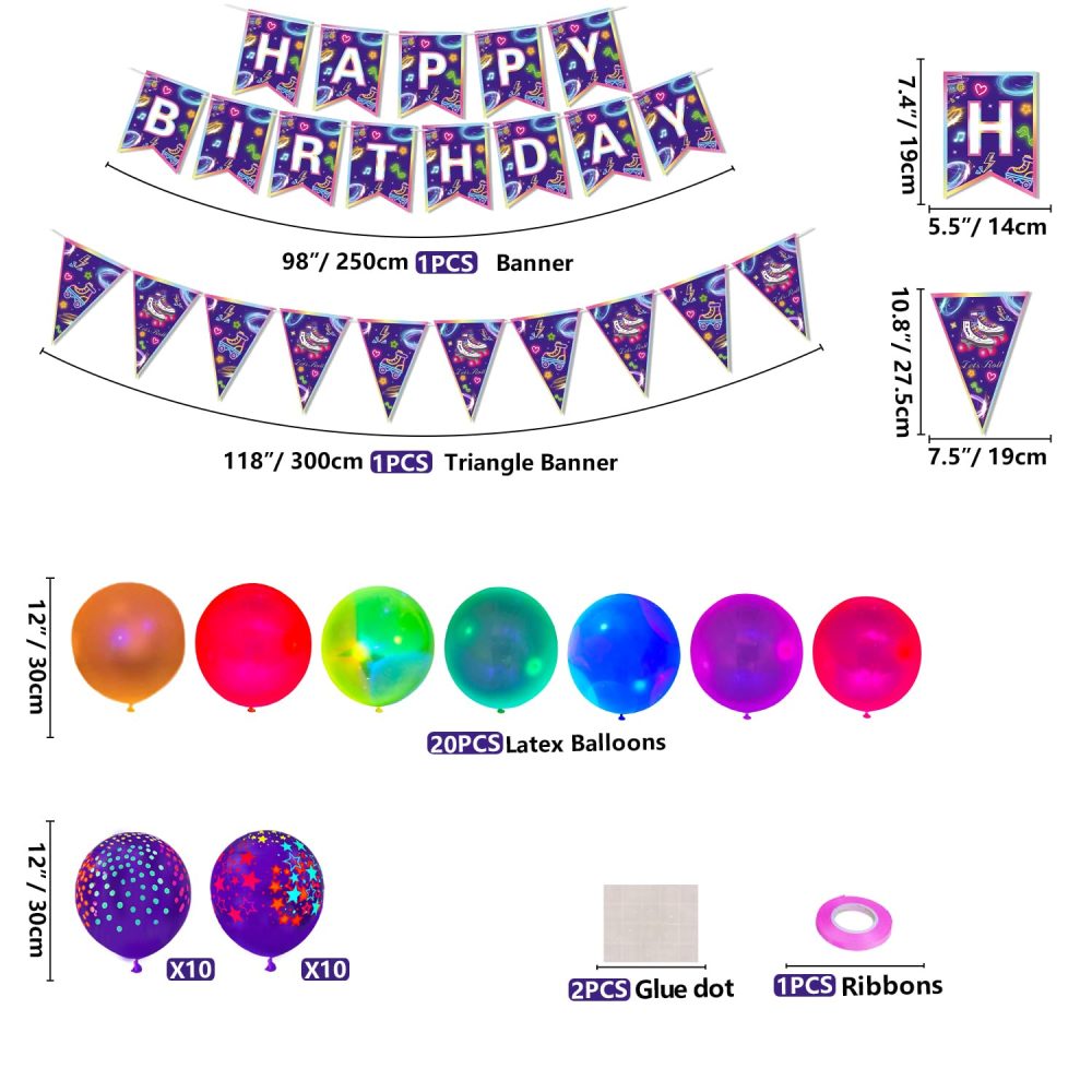 158 Pack Roller Skating Party Supplies Roll Theme Birthday Decoration Roller Skate Birthday Party Tableware Set Let's Roll Birthday Party Packs Serves 20 - Image 6