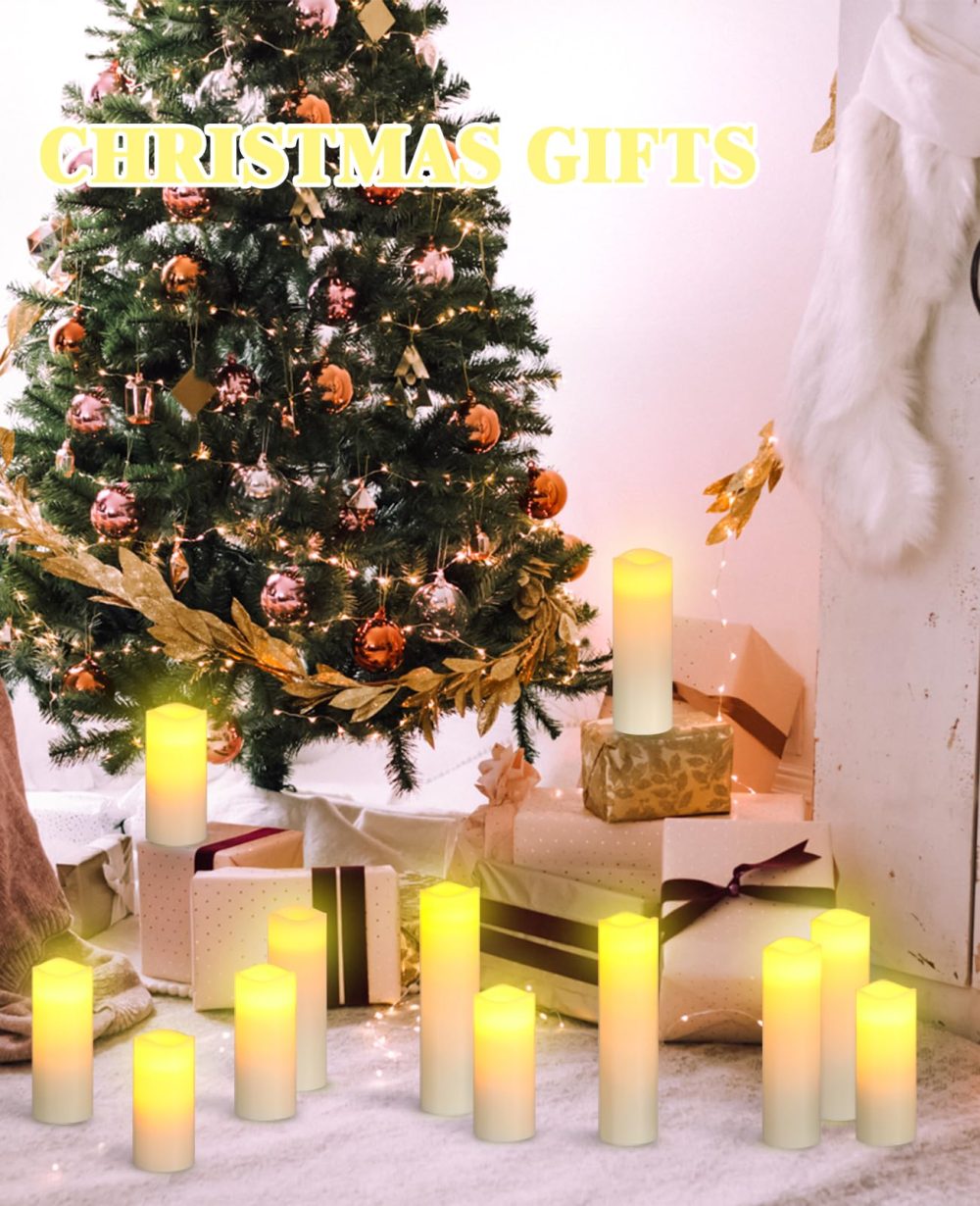 LED flameless Candles, Fireplace Decorations, Battery Candles, 12 Ivory Wax Candles, with Remote Timer (Without Batteries). - Image 5