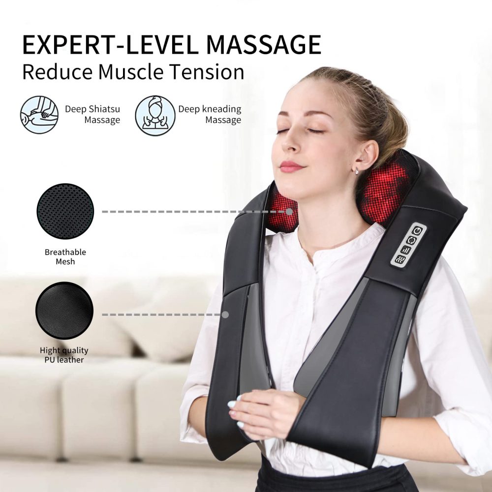 Neck Massager, Deep Tissue 3D Kneading, by iKristin, Portable, with Heat, Shiatsu Massager for Neck, Back, Shoulder, Foot and Leg, at Home and Car, Suitable for Women and Men. - Image 7