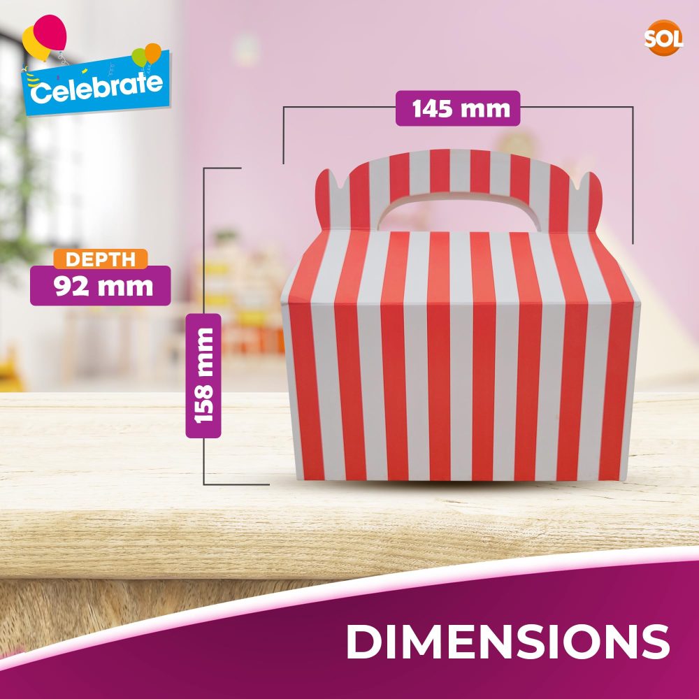 20pk Red & White Striped Birthday Party Boxes for Kids Party Food | Cardboard Lunch Boxes for Kids Party Food Boxes Party | Party Food Boxes for Kids Party Boxes | Party Lunch Boxes | Kids Party Box - Image 9