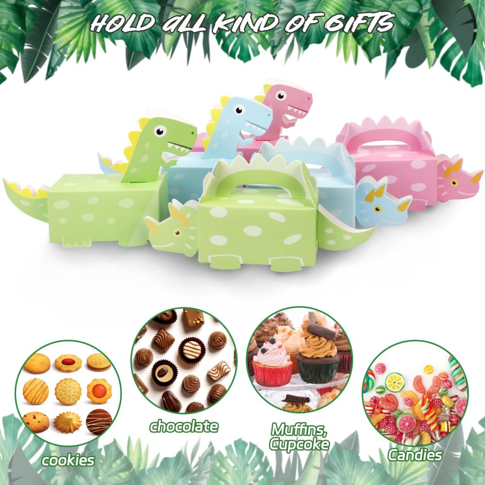 DPKOW 24 Pack Dinosaur Party Favor Boxes, Small Dino Treat Boxes Dinosaur Gift Presents Boxes 3D Dinosaur Shaped Candy Cookie Boxes Bags for Girls Boys Kids Dinosaur Birthday Party Favor Supplies - Image 3