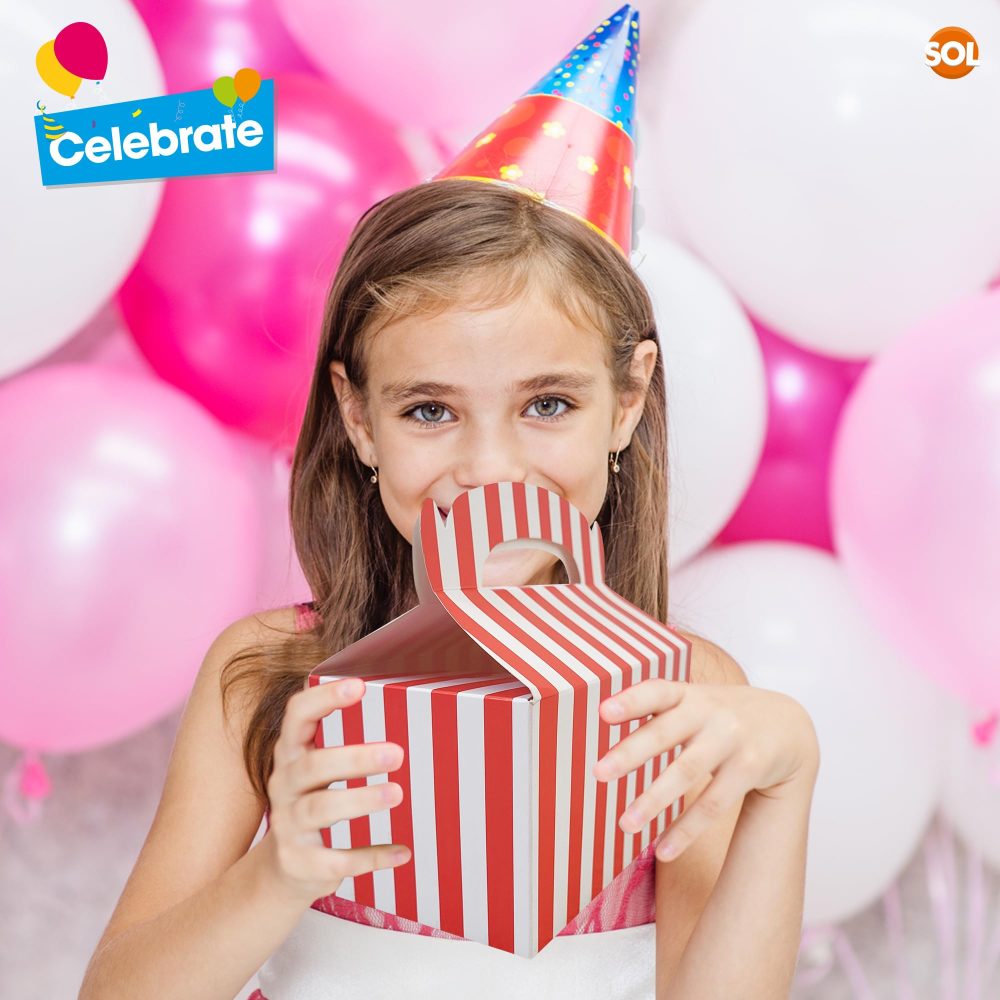 20pk Red & White Striped Birthday Party Boxes for Kids Party Food | Cardboard Lunch Boxes for Kids Party Food Boxes Party | Party Food Boxes for Kids Party Boxes | Party Lunch Boxes | Kids Party Box - Image 5