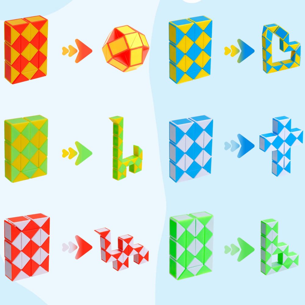Party Bag Fillers Toys for Kids - 24 Blocks Magic Snake Cube 12 Pack Favours Fidget Toy Mini Speed Twist Puzzle Supplies Children Gift - Image 4