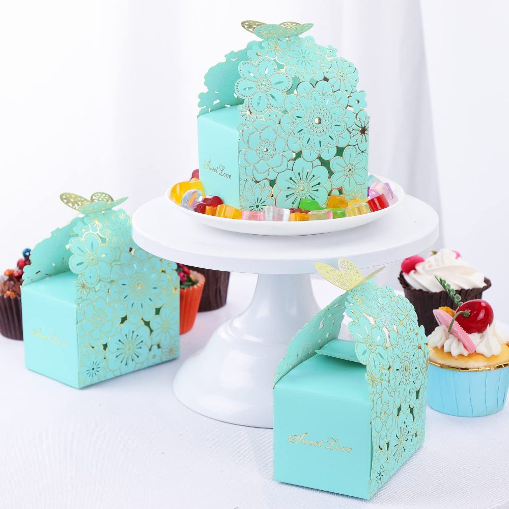 TsunNee 30PCS Larger Lovely Little Gift Wrapping Boxes, Hollow Flower Butterfly Pattern Wedding Party Favour Box Paper Candy Box, Pretty Give Away Box for Baby Shower Christening - Image 7