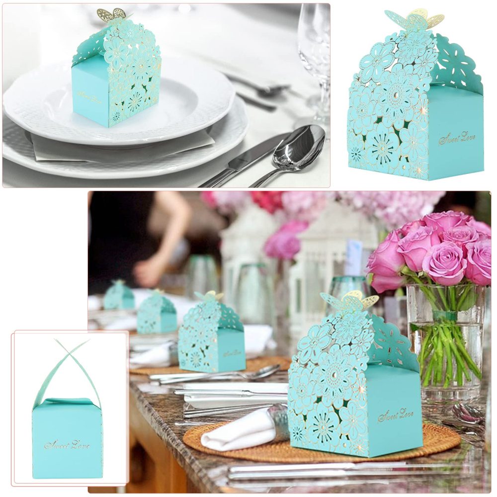 TsunNee 30PCS Larger Lovely Little Gift Wrapping Boxes, Hollow Flower Butterfly Pattern Wedding Party Favour Box Paper Candy Box, Pretty Give Away Box for Baby Shower Christening - Image 6