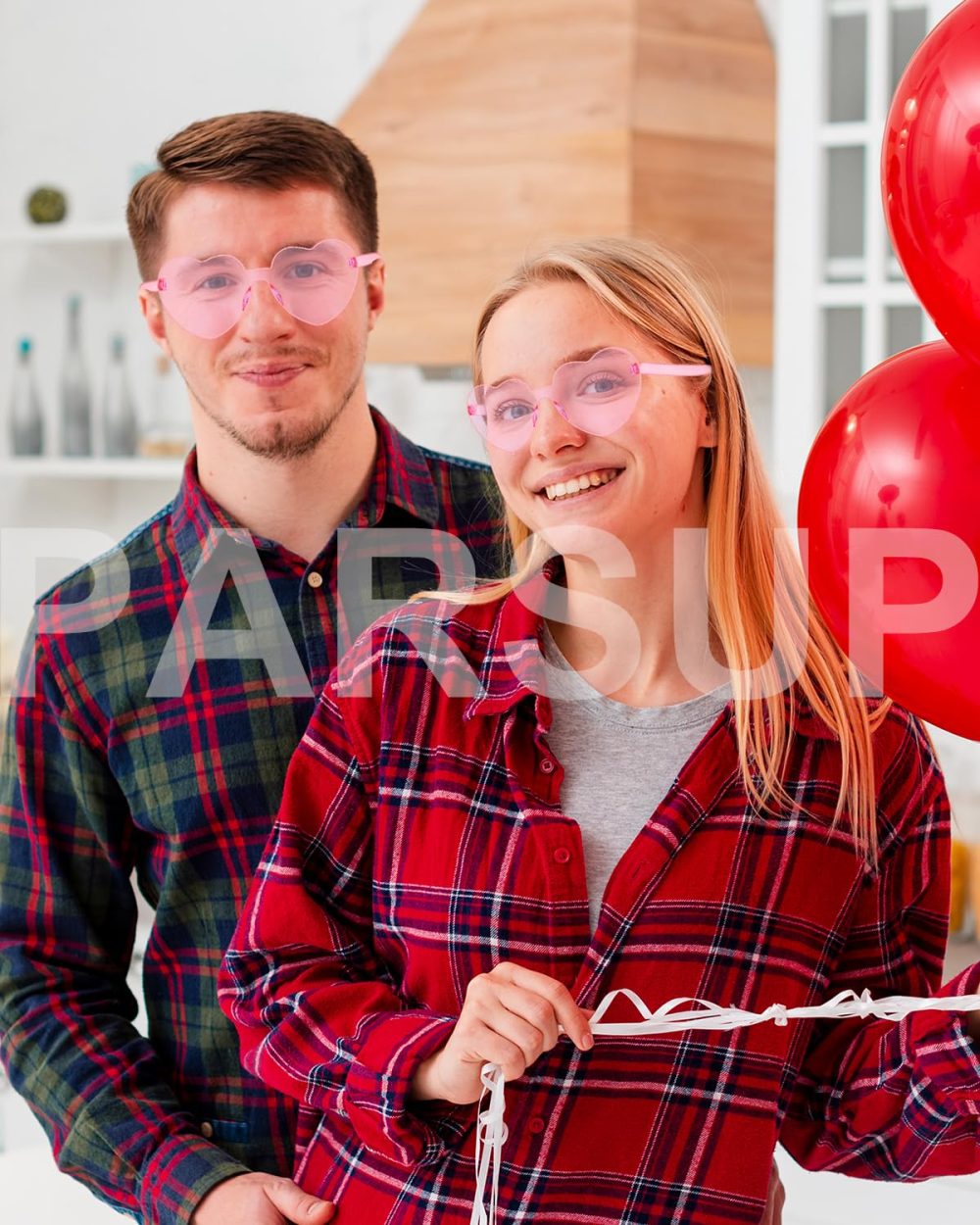 6 Pairs Valentines Day Heart Glasses, Hen Do Rimless Frameless Sunglasses Transparent Tinted Eyewear, Bride Glasses Bachelorette/Wedding Party Bridal Shower Party Favours Photo Booth Props - Image 2