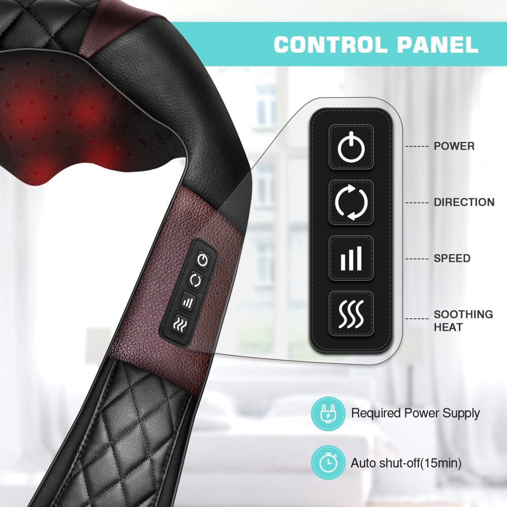 Neck Massager Back Massager with Heat - Shiatsu Neck Massager Present, Gifts for Women/Men/Mom/Dad -Deeper Tissue Kneading Massage Pillow for Neck, Back, Shoulder, Leg, Foot, Body Relieve Muscle Pain - Image 8