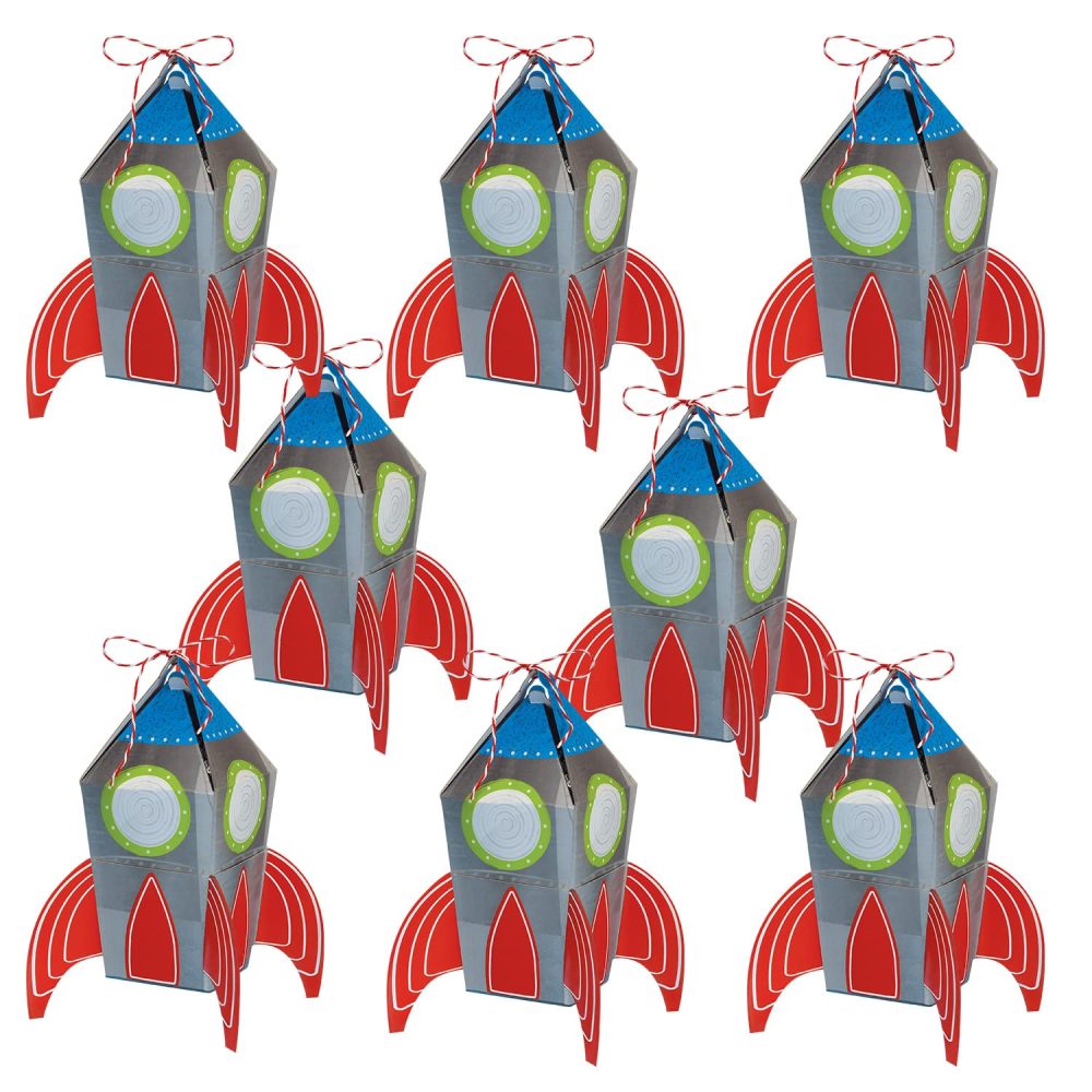 Amscan 3902278 - Blast Off Space Kids Birthday Party Spaceship Favour Boxes - 8 Pack