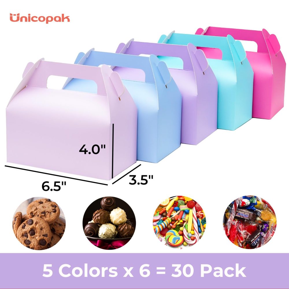UnicoPak 30 Pack Pastel Party Food Boxes Colorful Party Favour Party Bags Boxes for Sweets Treats Lunch Goodie Cookie Toys for Kids Birthday Party, 16.5x9x10 cm - Image 7