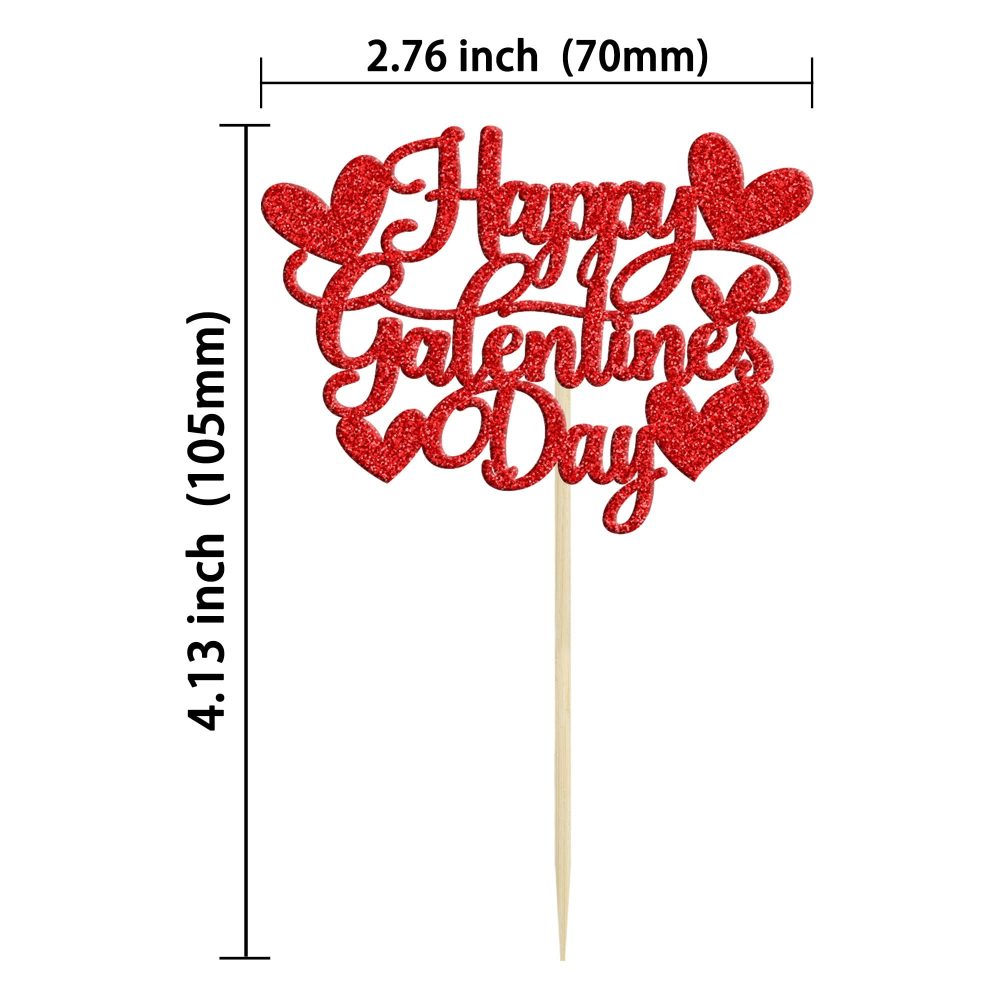 Gyufise 24Pcs Happy Galentines Day Cupcake Toppers Decorations Red Glitter Happy Valentines Day Cupcake Toppers for Valentine's Day Friends Galentines Valentines Day Party Decorations - Image 7