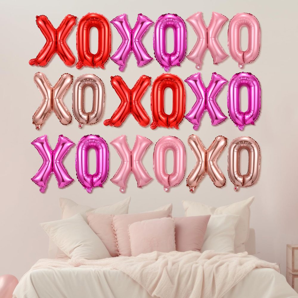 Simgoing 32 Pcs Valentine's Day 16 Inch Xoxo Balloons Valentine Letters Balloons Galentines Day Decorations for Valentine Party Wedding Bridal Showers (Red, Pink, Rose Gold, Rose Red) - Image 2