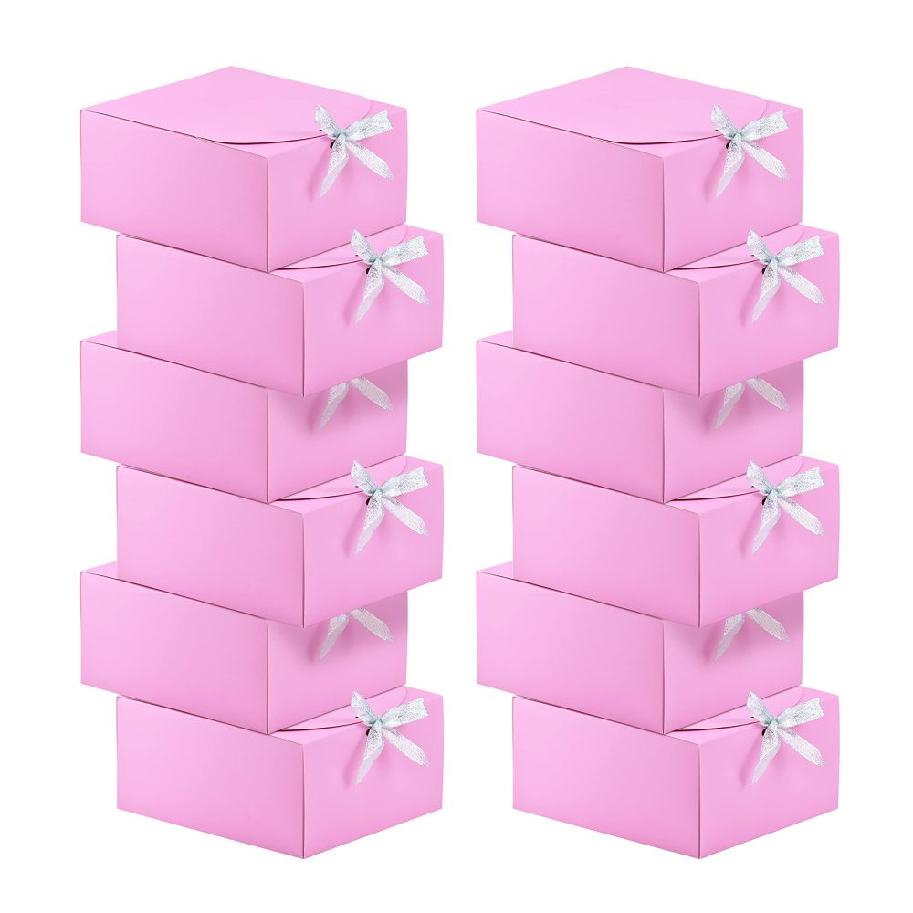 HUAPRINT Gift Boxes with Lids,Pink Gift Boxes 20x20x10cm,Bridesmaid Proposal Box,12 Sets,Kraft Paper Gift Boxes for Wedding,Packaging,Present,Birthday,Cupcake Boxes,Crafting,Valentine's Day