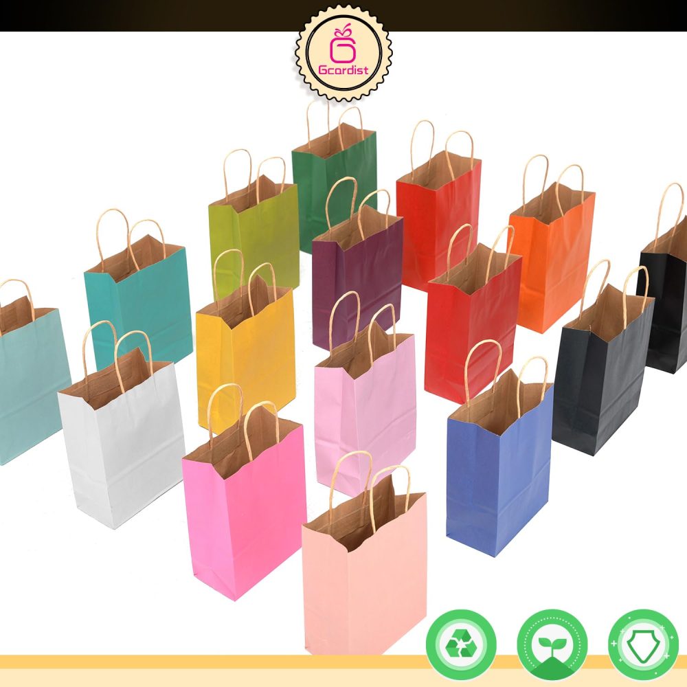 Gcardist 32Pcs Kraft Paper Bags with Handles 21x15x8cm Small Gift Party Bags 16 Different Senior Color Shopping Treat Bags Multiple Uses(8.3x6x3Inch, Small Size) - Image 5