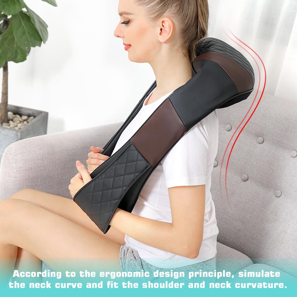 Neck Massager Back Massager with Heat - Shiatsu Neck Massager Present, Gifts for Women/Men/Mom/Dad -Deeper Tissue Kneading Massage Pillow for Neck, Back, Shoulder, Leg, Foot, Body Relieve Muscle Pain - Image 5