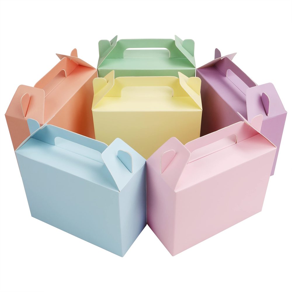 Belle Vous 24 Pack Party Treat Favour Gift Boxes - 14 x 6 x 11cm / 5.51 x 2.36 x 4.33 inches- Plain Loot Goodie Gable Bags for Kids Birthdays, Food, Baby Shower & Weddings (Pastel) - Image 2