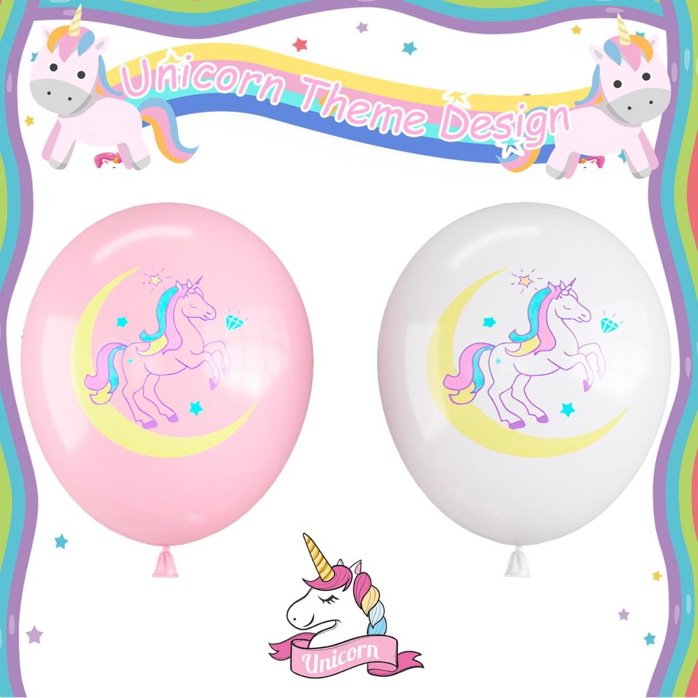 Unicorn Balloons for Girls, 12 Inch Pastel Baby Pink White Unicorn Birthday Party Balloons with Confetti Helium Latex Balloons for Princess Unicorn Birthday Baby Shower Party Decorations Supplies - Image 7