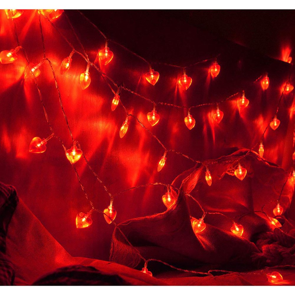 Homeleo 25ft 50 LED Heart Shaped String Lights for Valentines Day Decorations Mothers Day Party Bedroom Classroom Decorations Anniversary Decor Princess Girls Play Tent Decoration - Image 2
