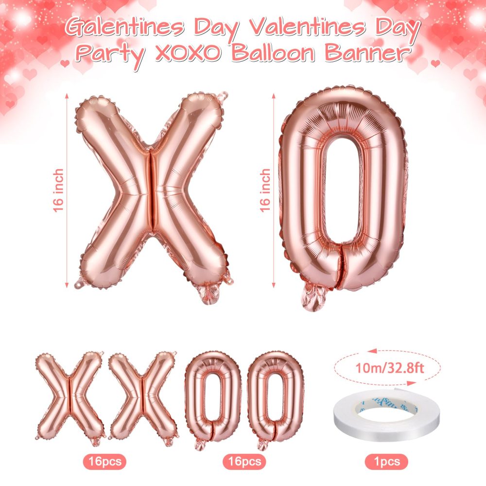 Simgoing 32 Pcs Valentines Day 16 Inches XOXO Balloons XOXO Letter Foil Balloons Banner Valentines Day Decorations for Wedding Bachelorette Party Supply(Rose Gold) - Image 7