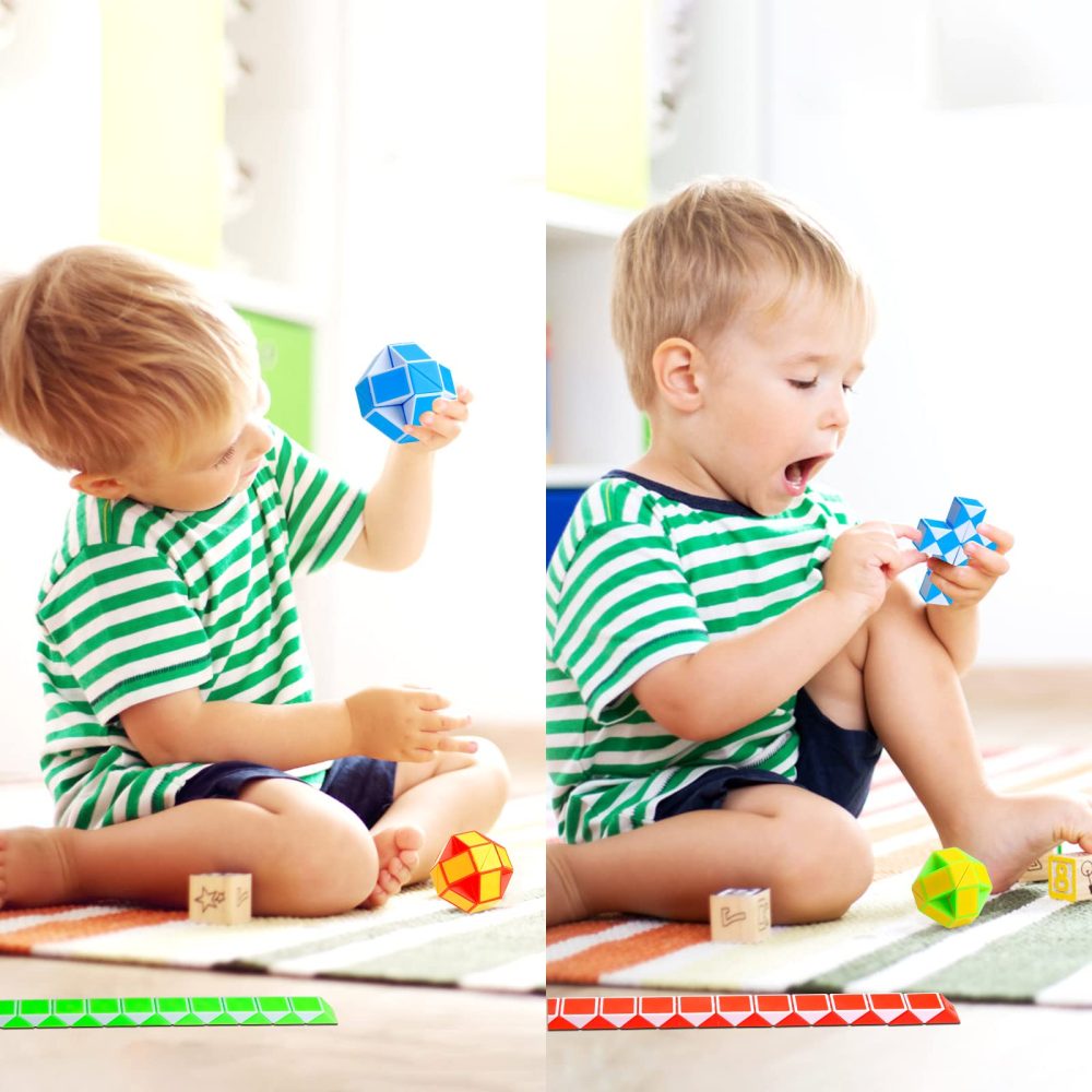 Party Bag Fillers Toys for Kids - 24 Blocks Magic Snake Cube 12 Pack Favours Fidget Toy Mini Speed Twist Puzzle Supplies Children Gift - Image 3