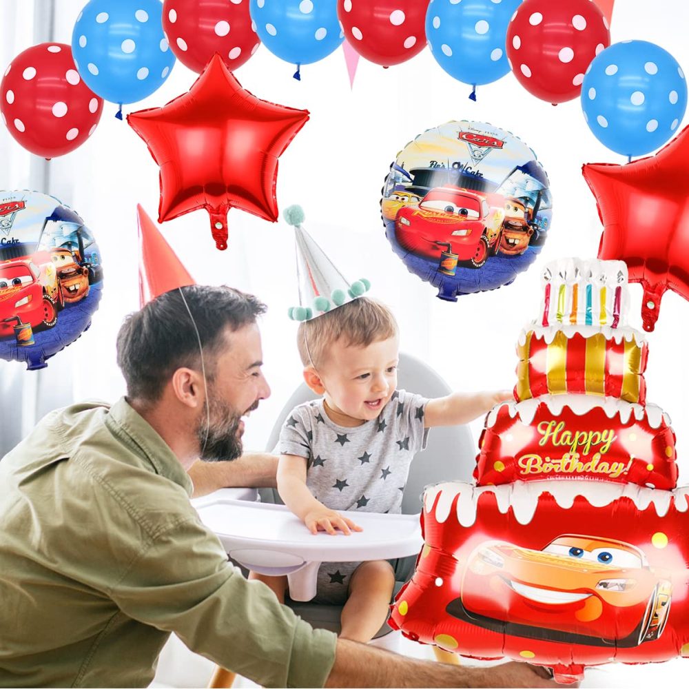 Balloon 13pcs Cars Lightning Birthday Set Super Shape Foil Balloon Lightning Cars Birthday Decorations for Kids Racing Car Party Birthday Party Decorations Supplies - Image 6