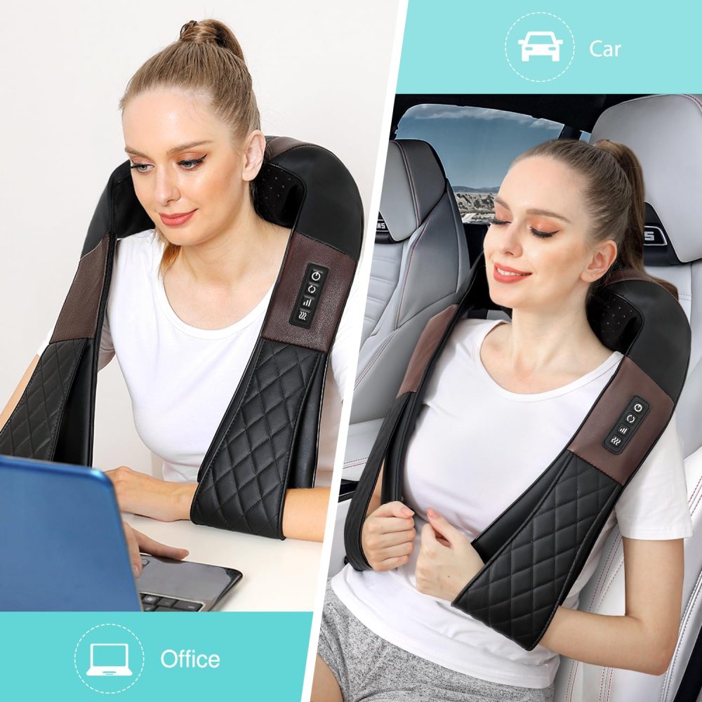 Neck Massager Back Massager with Heat - Shiatsu Neck Massager Present, Gifts for Women/Men/Mom/Dad -Deeper Tissue Kneading Massage Pillow for Neck, Back, Shoulder, Leg, Foot, Body Relieve Muscle Pain - Image 4