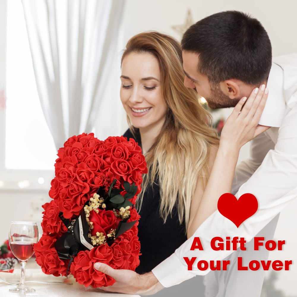 POHOMEGK Valentines Gifts Rose Bear Gifts for her Rose Flower Bear Teddy Bear with Box I Love You Necklace 100 Languages Birthday Gifts Valentines Day Gifts for Women Graduation Gifts - Image 7