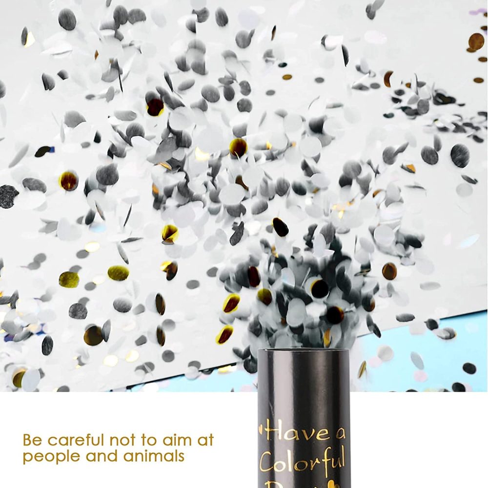 5pcs Confetti Cannons,Party Popper Confetti Shooters Biodegradable Confetti Birthday Confetti 4 Inches-Wedding, Christmas Baby Shower Birthday Party Supplies(Black) - Image 5