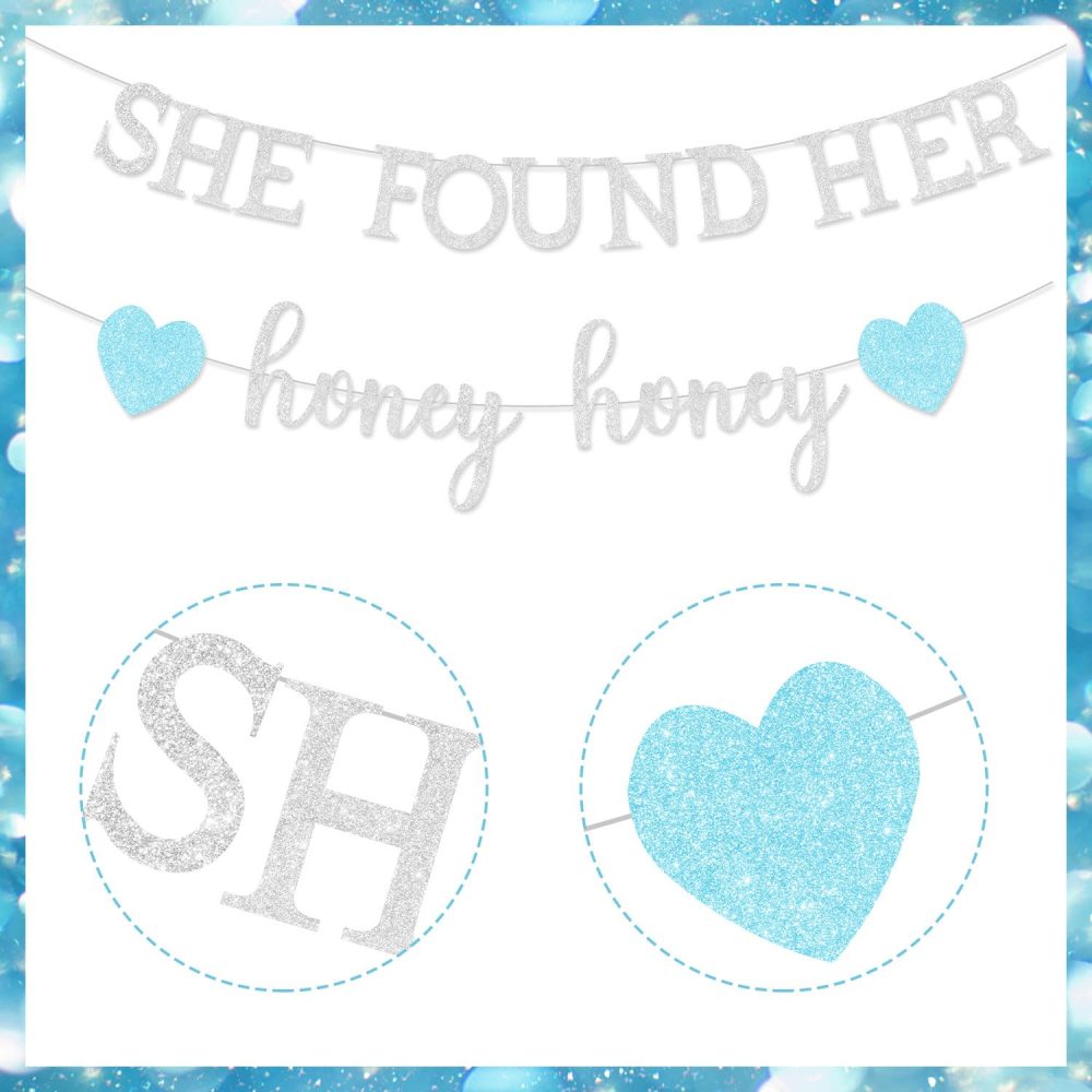 She Found Her Honey Banner, Honey Bridal Shower Decor, Glitter Sliver Bridal Shower Banner for Mamma Mia Bachelorette Party Wedding Engagement Bachelorette Bridal Shower Party Decoration - Image 8