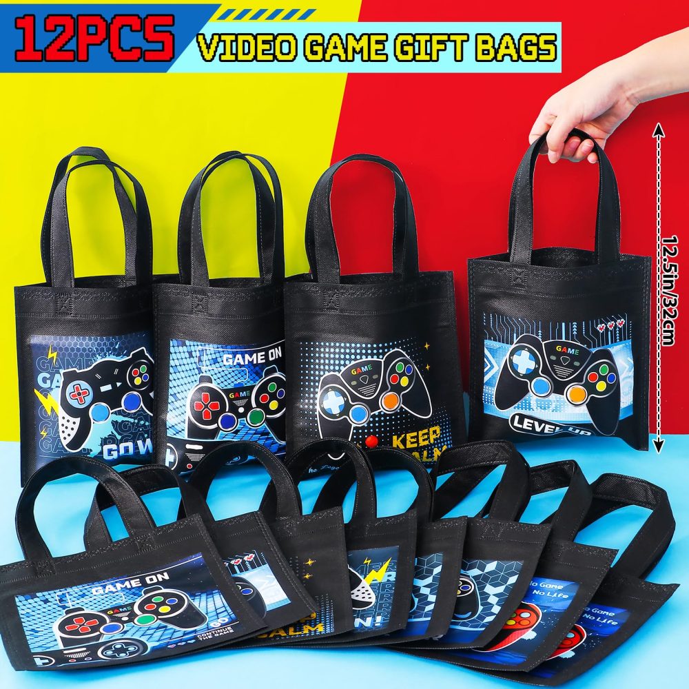 Gaming Party Bag Fillers Video Game Party Favours Black Party Bags Keychain Luminous Tattoo Sticker Silicone Bracelet Stamps Gamer Birthday Party Supplies Pinata Goodie Bag Fillers for Kids Boys - Image 7