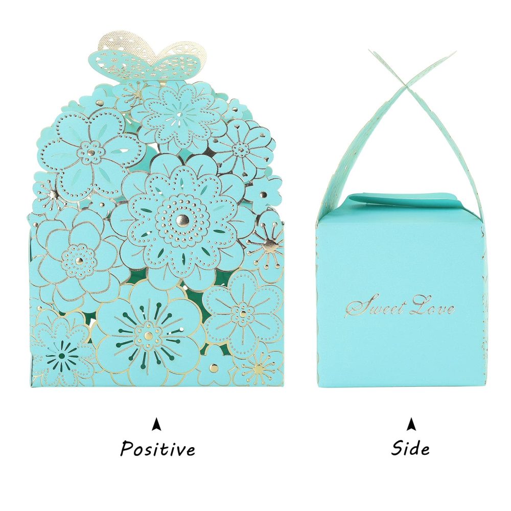 TsunNee 30PCS Larger Lovely Little Gift Wrapping Boxes, Hollow Flower Butterfly Pattern Wedding Party Favour Box Paper Candy Box, Pretty Give Away Box for Baby Shower Christening - Image 3