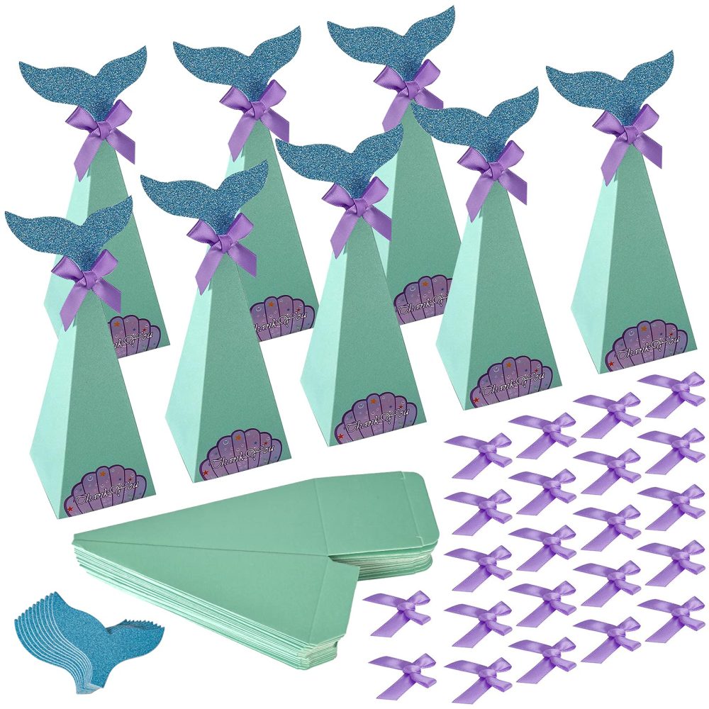 AIBAOBAO 30PCS Mermaid Paper Candy Bags, Wedding Favour Bags, Party Decorations, Party Gift Bags Kids Birthday Decoration, Baby Shower Sweet, Thanksgiving, Christmas Gifts, 2025 Easter, Carnival