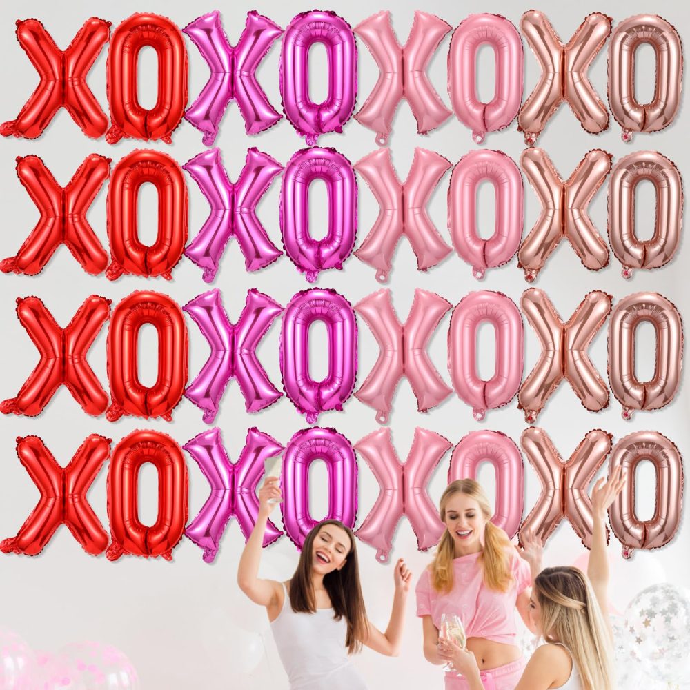 Simgoing 32 Pcs Valentine's Day 16 Inch Xoxo Balloons Valentine Letters Balloons Galentines Day Decorations for Valentine Party Wedding Bridal Showers (Red, Pink, Rose Gold, Rose Red) - Image 3