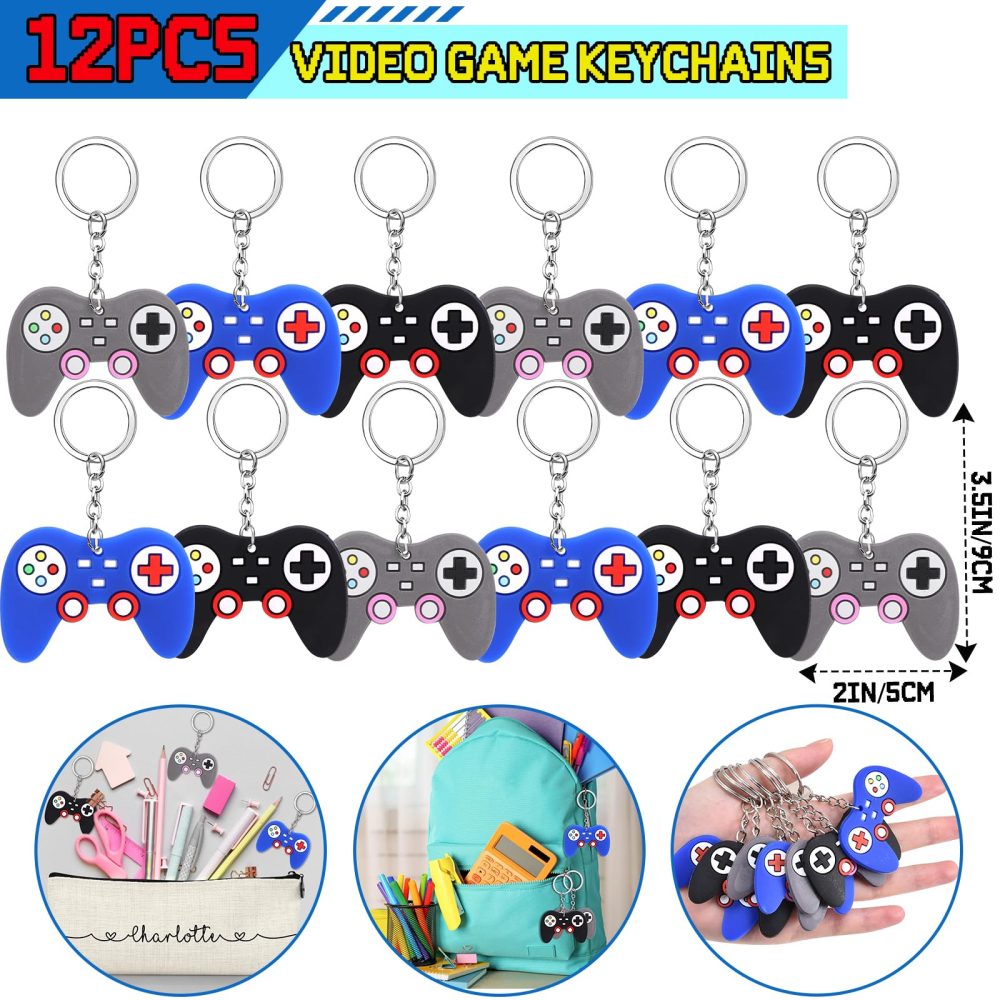 Gaming Party Bag Fillers Video Game Party Favours Black Party Bags Keychain Luminous Tattoo Sticker Silicone Bracelet Stamps Gamer Birthday Party Supplies Pinata Goodie Bag Fillers for Kids Boys - Image 5