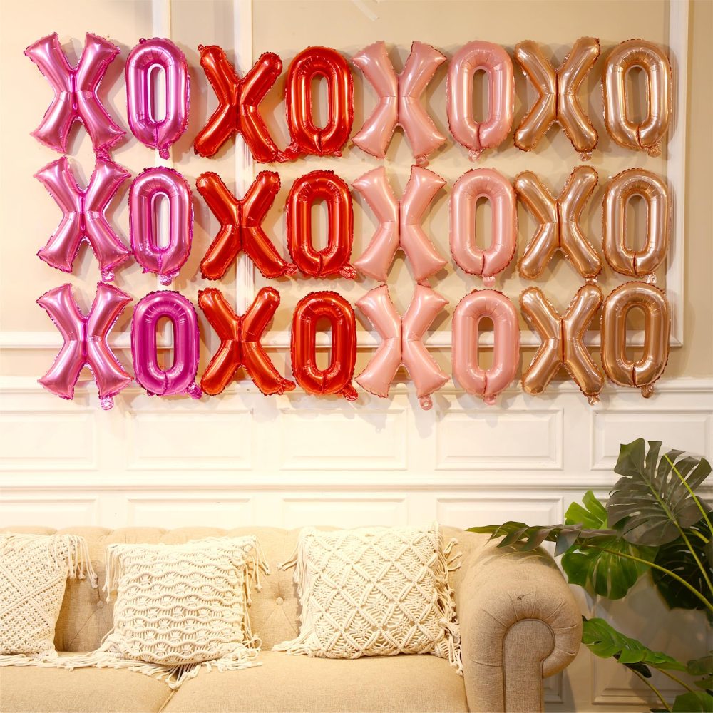 Simgoing 32 Pcs Valentine's Day 16 Inch Xoxo Balloons Valentine Letters Balloons Galentines Day Decorations for Valentine Party Wedding Bridal Showers (Red, Pink, Rose Gold, Rose Red) - Image 6
