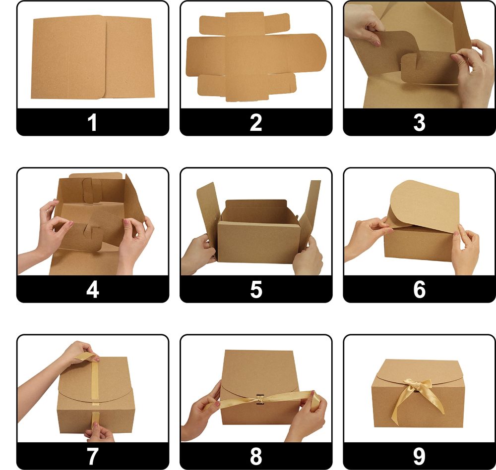 HUAPRINT Gift Boxes with Lids,Pink Gift Boxes 20x20x10cm,Bridesmaid Proposal Box,12 Sets,Kraft Paper Gift Boxes for Wedding,Packaging,Present,Birthday,Cupcake Boxes,Crafting,Valentine's Day - Image 6